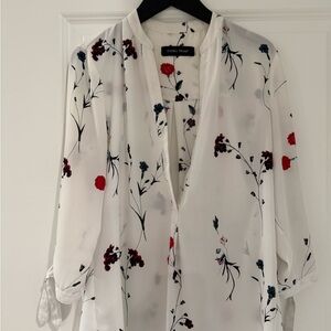 Ivanka Trump White Blouse with Red and Black Floral Pattern